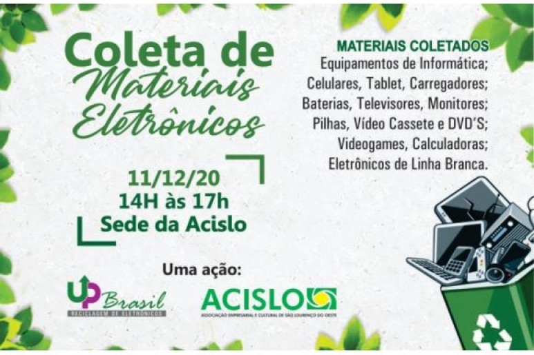 Capa notícia Acislo e UP Brasil Reciclagem de Eletrônicos organizam coleta de materiais eletrônicos