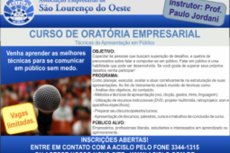 Capa notícia Curso de Oratória Empresarial